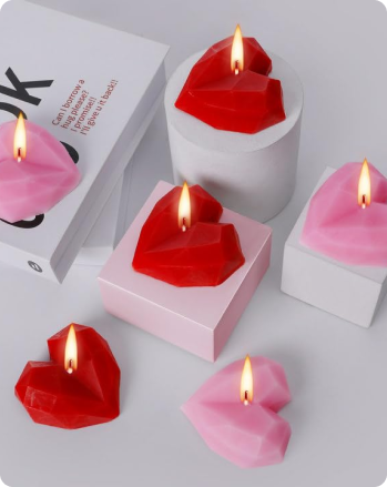 6 Pcs Valentines Day Candles- Heart Shape Scented Candles- Handmade Diamond Heart Aromatherapy Candles for Valentines Day Wedding Anniversary Birthday Home Decor (Red Pink)