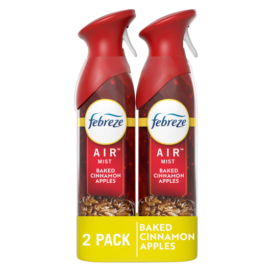 Febreze Air Mist Air Freshener Spray Odor-Fighting Room Spray Air Fresheners for Home and Bathroom and Kitchen Aerosol Can Baked Cinnamon Apples Scent 8.8oz 2 Count