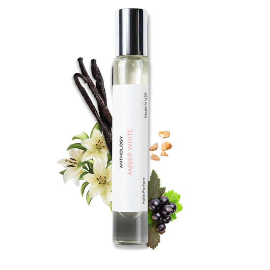 Anthology Amber White Roll on Perfume Oil for Women 0.3oz 9 ML | Amber Vanilla Sandalwood | Alcohol Free Rollerball | Clean & Cruelty-Free Fragrance